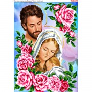 Схема вышивки бисером на габардине Святое семейство в розах