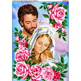 Схема вышивки бисером на габардине Святое семейство в розах Biser-Art 30х40-В623 - 108.00грн.