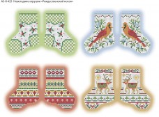 Схема для вышивки бисером на габардине Новогодние игрушки Рождественский носок Acorns А3-К-425