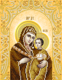 Схема для вышивки бисером на атласе Вифлеемская икона Божьей Матери (золото)