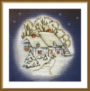 Набор для вышивки крестиком на канве с фоновым изображением Снежный домик