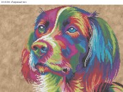 Схема для вышивки бисером на габардине Радужный пес