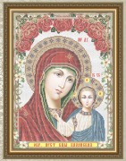 Схема вышивки бисером на габардине Пресвятая Богородица Казанская