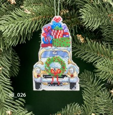 Набор для вышивки новогодней игрушки Автомобиль праздничного настроения Кольорова НІ_26