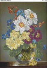 Схема для вышивки бисером на габардине Весенние цветы Acorns А3-К-199