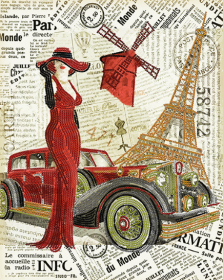 Схема  вышивки бисером на атласе  Париж