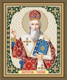 Схема вышивки бисером на габардине Святой Тарасий Патриарх Цареградский 