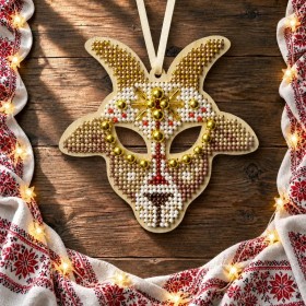 Набір для вишивки бісером по дереву Wonderland Crafts Ялинкова іграшка - Святкова коза FLK-635 Волшебная страна FLK-635 - 300.00грн.