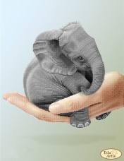 Схема вышивки бисером на атласе Крошка слонёнок Tela Artis (Тэла Артис) ТА-352