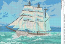 Схема вишивки бісером на габардині Корабель