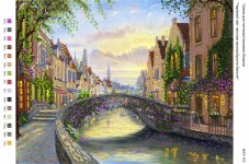 Рисунок на габардине для вышивки бисером Чарівний світ: квіткова вулиця, Брюгге Бельгія Вишиванка А3-112