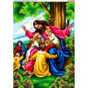 Схема для вишивки бісером на габардині Ісус і діти