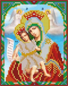 Схема для вышивки бисером на атласе икона Божией Матери Достойно есть