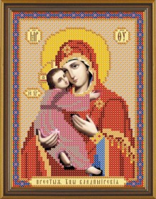 Рисунок на ткани для вышивки бисером  Богородица Владимирская