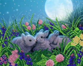 Рисунок на ткани для вышивки бисером Лунные кролики