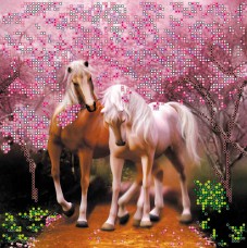 Рисунок на холсте для вышивки бисером Влюбленные лошадки Абрис Арт АС-093