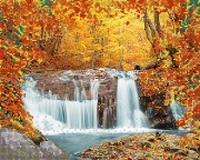 Рисунок на атласе для вышивки бисером Осенний водопад