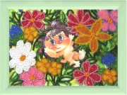 Рисунок на атласе для вышивки бисером Ежик в цветах