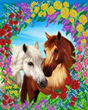 Рисунок на ткани для вышивки бисером Пара лошадей А-строчка АК3-068