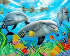 Рисунок на ткани для вышивки бисером Дельфины