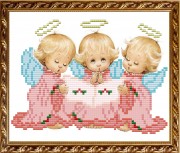 Рисунок на габардине для вышивки бисером Три ангелочка