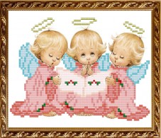 Рисунок на габардине для вышивки бисером Три ангелочка Art Solo VKA5014