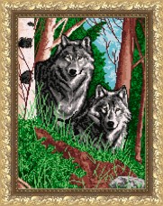 Рисунок на габардине для вышивки бисером Волки в лесу Art Solo VKA3039