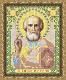 Рисунок на габардине для вышивки бисером Николай Чудотворец