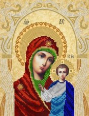 Схема для вишивання бісером на атласі Казанська ікона Божої Матері. Вінчальна пара
