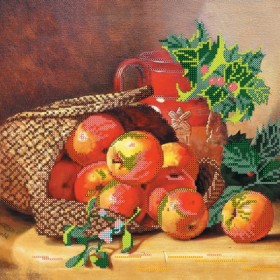 Рисунок на ткани для вышивки бисером Корзина с яблоками
