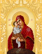 Рисунок на атласе для вышивки бисером Почаевская икона Божией Матери