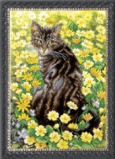 Рисунок на ткани для вышивки бисером Кошка в цветах Чарiвна мить (Чаривна мить) СБ-182