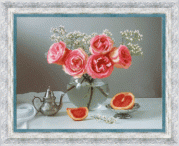 Рисунок на ткани для вышивки бисером Натюрморт с розами