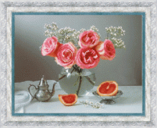 Малюнок на тканині для вишивання бісером Натюрморт з трояндами