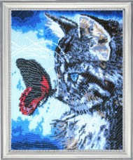 Набор для вышивки бисером Котенок и бабочка Баттерфляй (Butterfly) 596Б