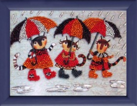 Рисунок на атласе для вышивки бисером Дождик