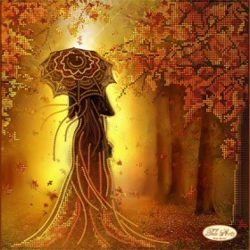 Рисунок на ткани для вышивки бисером Девушка Осень